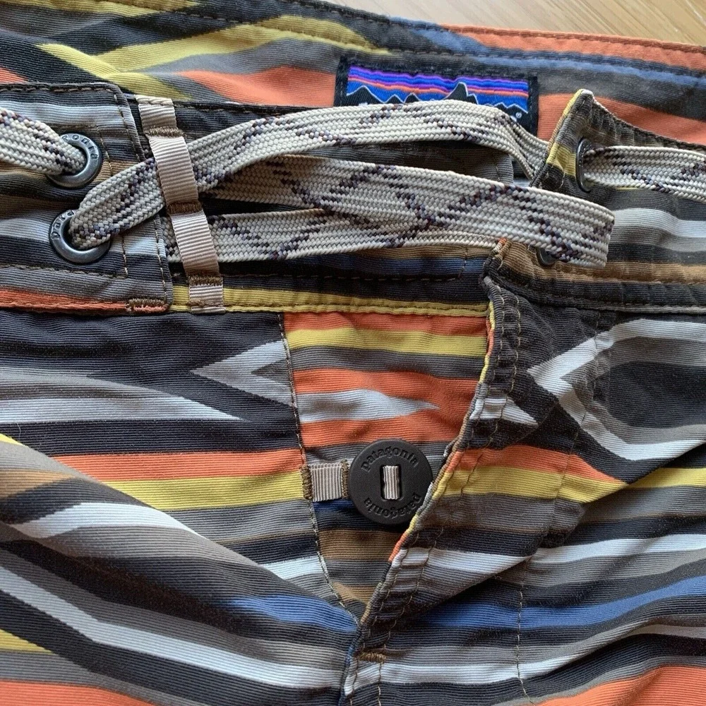 Patagonia Mens Swim Trunks 29 x 8 Board Shorts Unlined Striped Gorpcore Beach
